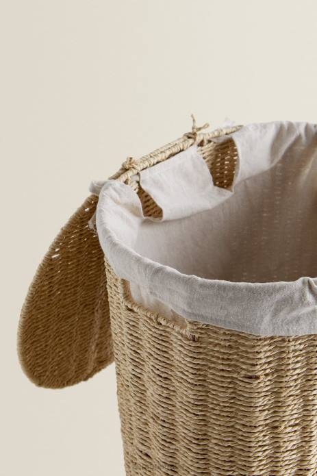 Fabric-Lined Laundry Hamper 822X1735 Zara Accessories Unisex Light Beige