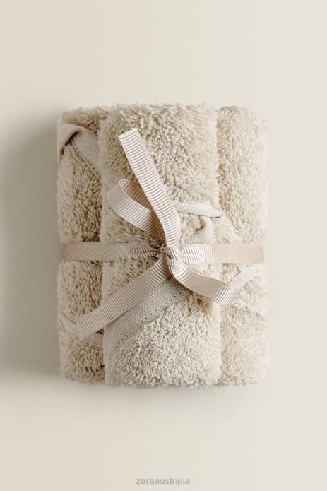 (Pack Of 3) Cotton Towels 822X1739 Zara Accessories Unisex Sand