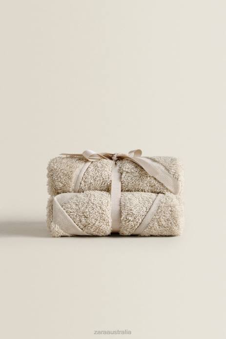 (Pack Of 3) Cotton Towels 822X1753 Zara Accessories Unisex Sand