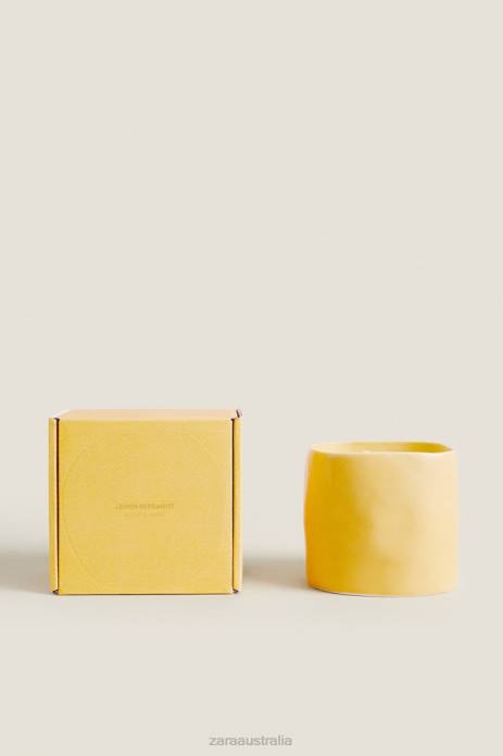 (430 G) Lemon Bergamot Scented Candle 822X1756 Zara Accessories Unisex White