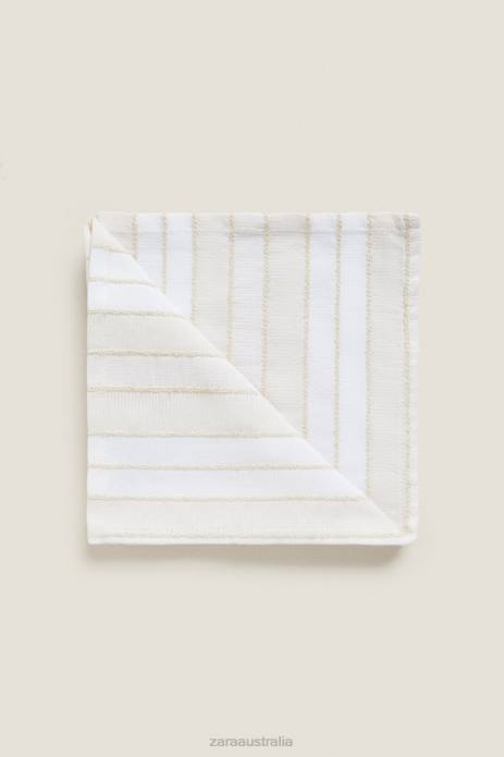 Dyed Thread Striped Napkins (Pack Of 2) 822X1673 Zara Accessories Unisex Ecru