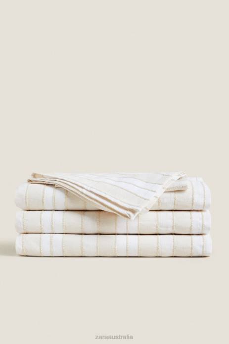 Dyed Thread Striped Tablecloth 822X1672 Zara Accessories Unisex Ecru