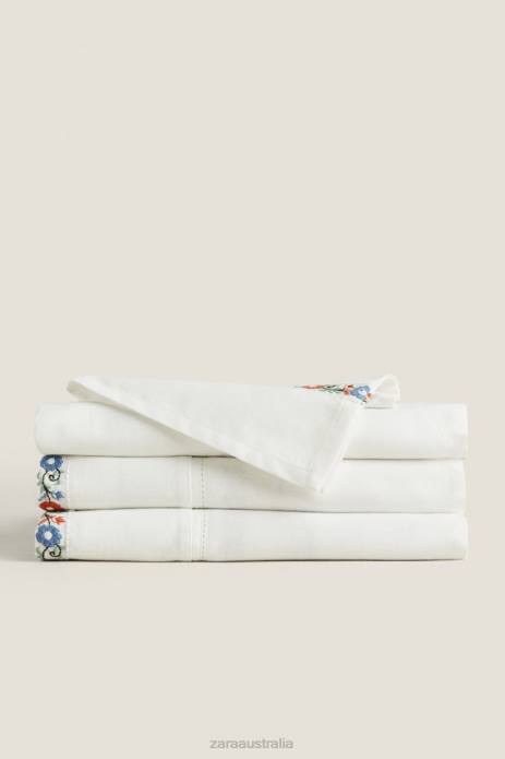 Embroidered Cotton Tablecloth 822X1662 Zara Accessories Unisex White