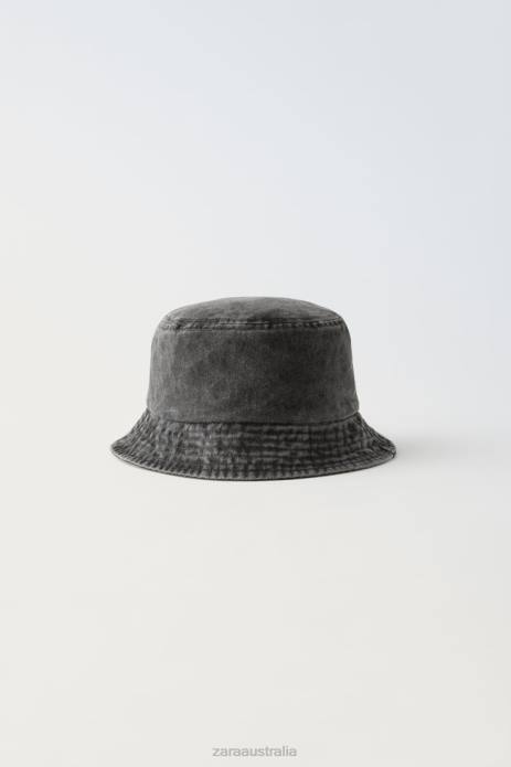Denim Bucket Hat With Label 822X1541 Zara Accessories Kids Black