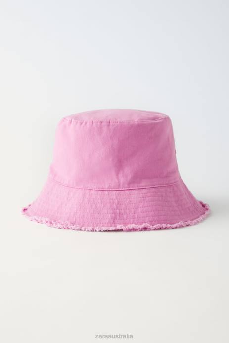 Frayed Twill Bucket Hat 822X1540 Zara Accessories Kids Mauve