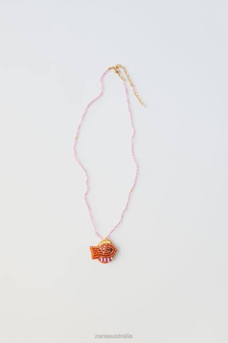 Fish Bead Necklace 822X1604 Zara Clothing Kids Orange