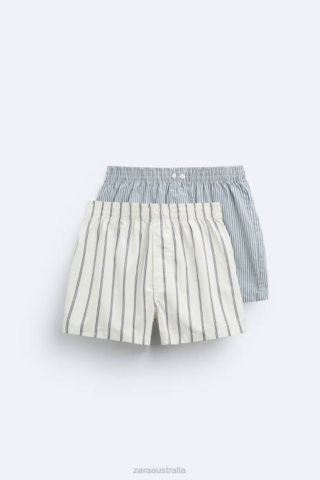 2 Pack Of Striped Poplin Boxers 822X1414 Zara Accessories Men Various
