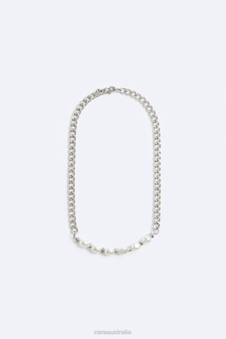 Mixed Pearl Chain 822X1493 Zara Accessories Men Silver