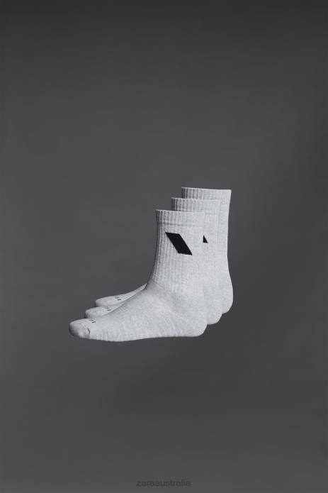 3 Pack Sport Socks 822X1409 Zara Accessories Men Gray Marl