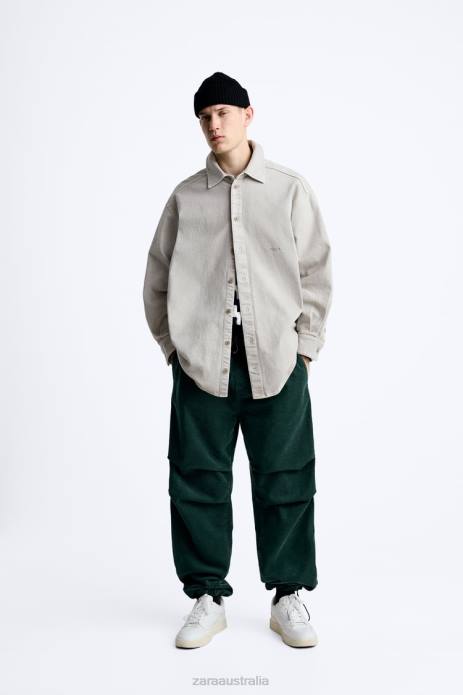 Corduroy Parachute Pants 822X950 Zara Clothing Men Bottle Green