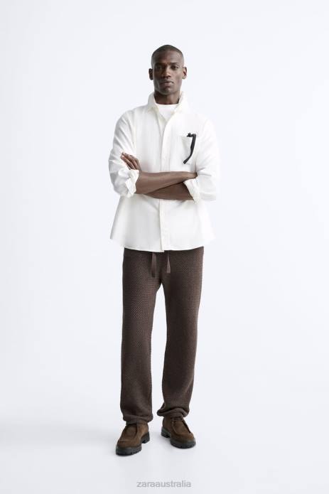 Crochet Textured Pants 822X959 Zara Clothing Men Chocolate