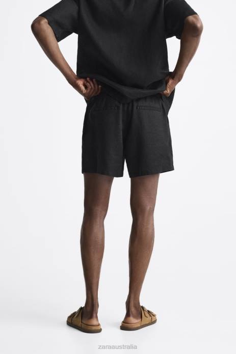 100% Linen Shorts 822X1252 Zara Clothing Men Black