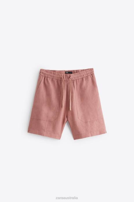 100% Linen Shorts 822X1253 Zara Clothing Men Pink