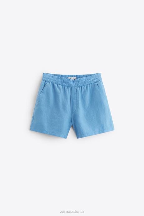 100% Linen Shorts 822X1254 Zara Clothing Men Bluish