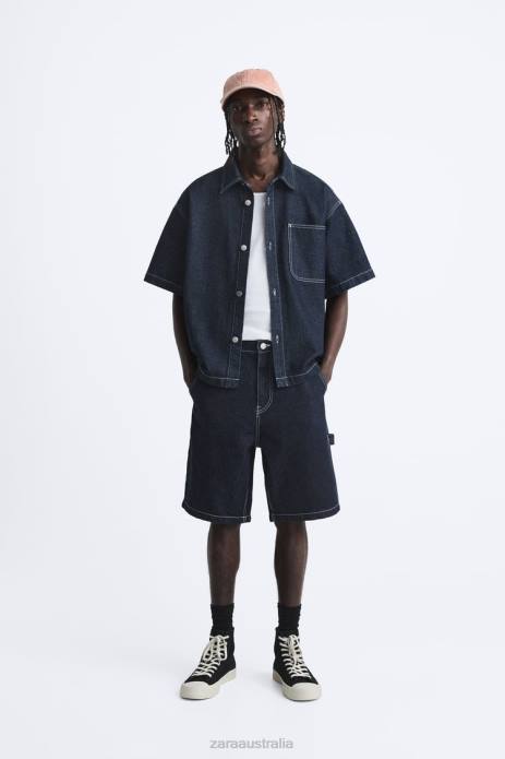 Carpenter Pocket Shorts 822X1245 Zara Clothing Men Blue