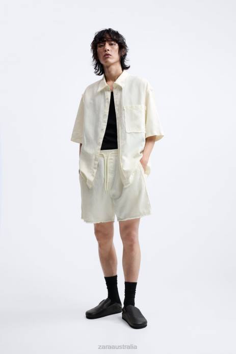 Cotton Linen Shorts 822X1250 Zara Clothing Men Oyster White