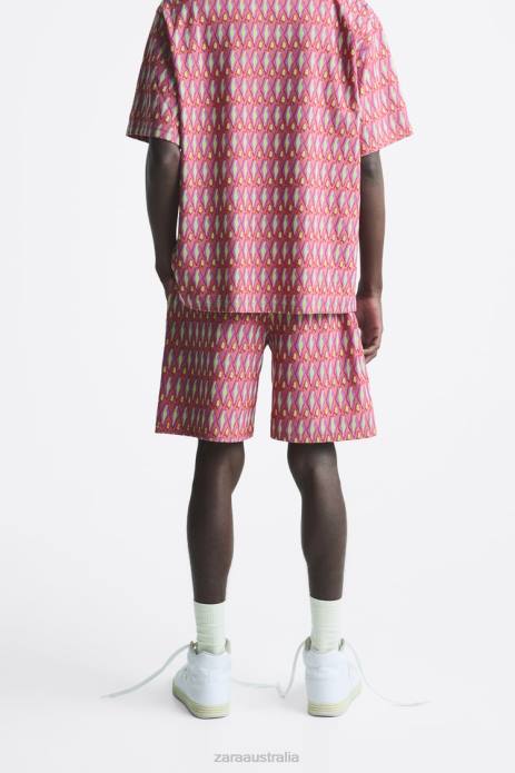 Geometric Knit Jacquard Shorts 822X1239 Zara Clothing Men Pink