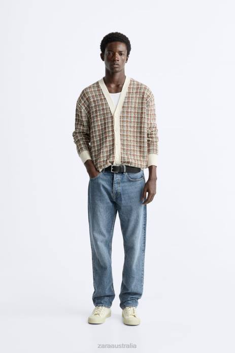 Plaid Jacquard Cardigan 822X1044 Zara Clothing Men Ecru