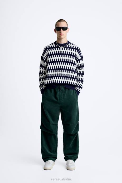 Textured Jacquard Sweater 822X1028 Zara Clothing Men Navy Blue