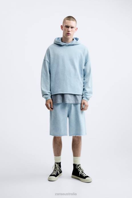 Washed Jogger Shorts 822X1084 Zara Clothing Men Blue/White