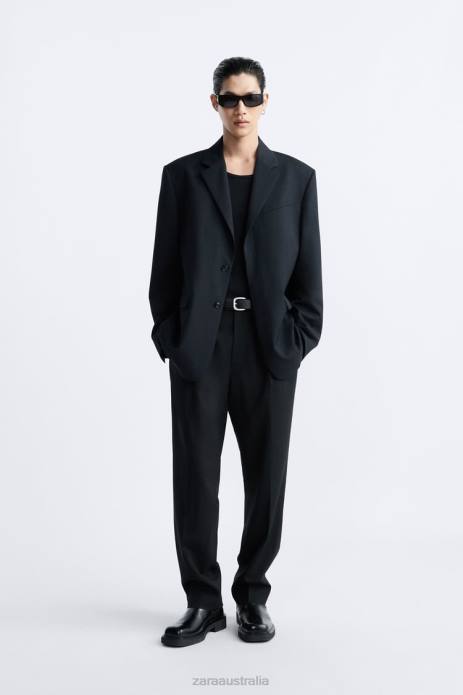 100% Wool Suit Jacket Limited Edition 822X1147 Zara Clothing Men Black