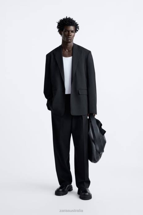 Irregular Trim Blazer 822X1160 Zara Clothing Men Black