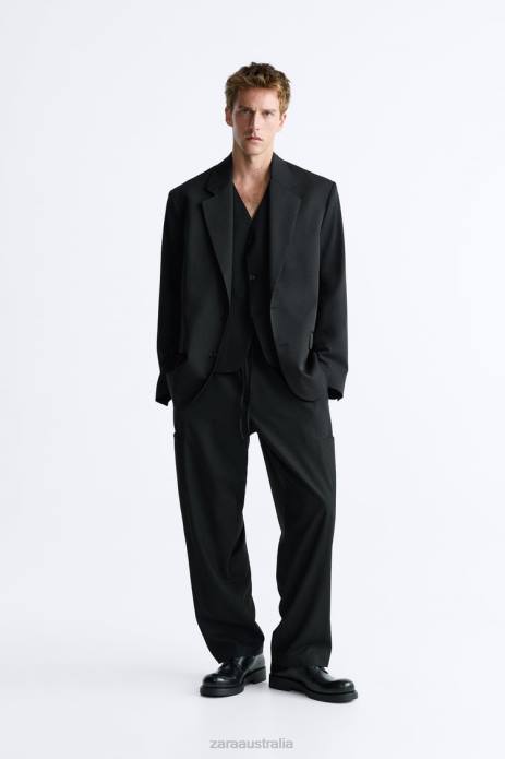 Oversized 100% Wool Jacket 822X1151 Zara Clothing Men Black