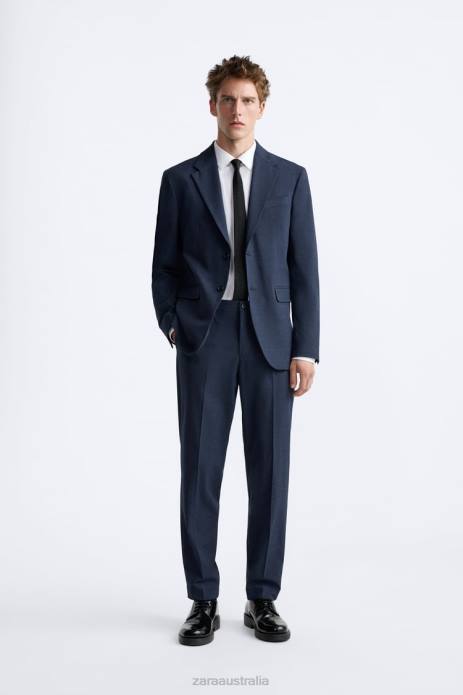 Plaid Suit Jacket 822X1137 Zara Clothing Men Bluish