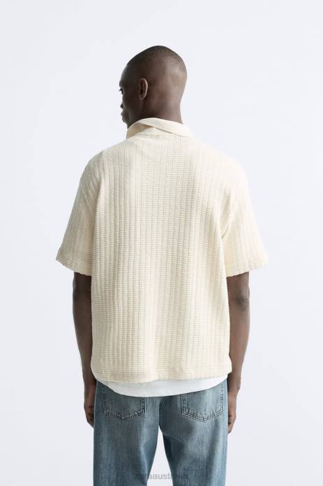 Vertical Textured Polo 822X1218 Zara Clothing Men Ecru