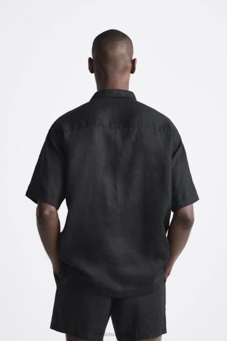 100% Linen Shirt 822X1020 Zara Clothing Men Black