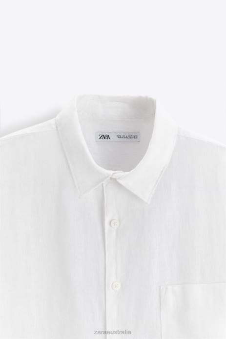100% Linen Shirt 822X1023 Zara Clothing Men White
