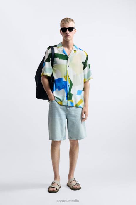 Abstract Print Shirt 822X1004 Zara Clothing Men Blue