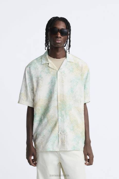 Abstract Print Shirt 822X973 Zara Clothing Men Greenish