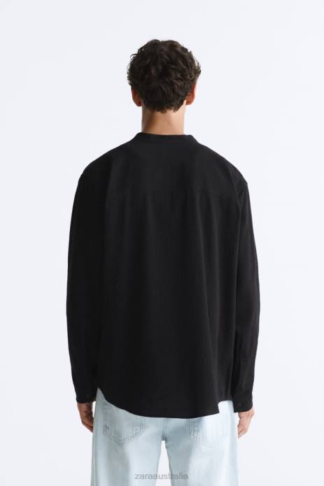 Cotton - Viscose Shirt 822X986 Zara Clothing Men Black