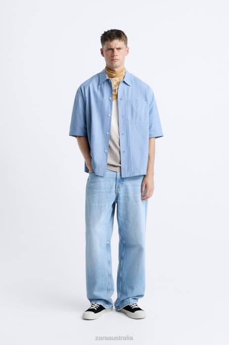 Denim Shirt 822X979 Zara Clothing Men Blue