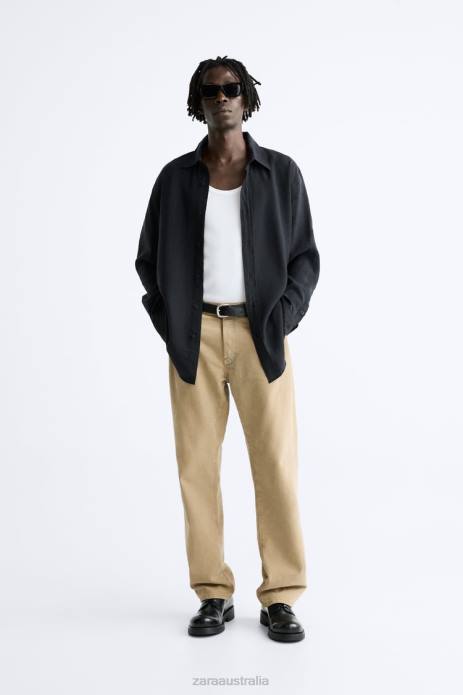 Fluid Modal Blend Shirt 822X972 Zara Clothing Men Black