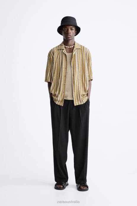 Striped Jacquard Shirt 822X989 Zara Clothing Men Ecru/Yellow