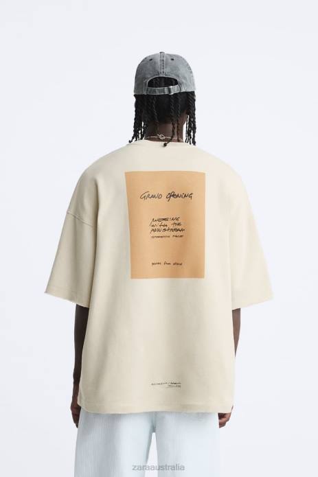 Contrasting Print Sweatshirt 822X1058 Zara Clothing Men Taupe Brown