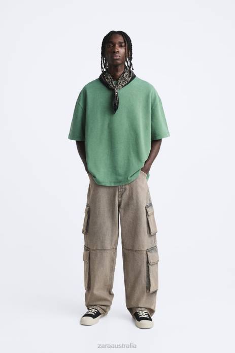 Contrasting Text Sweatshirt 822X1057 Zara Clothing Men Green
