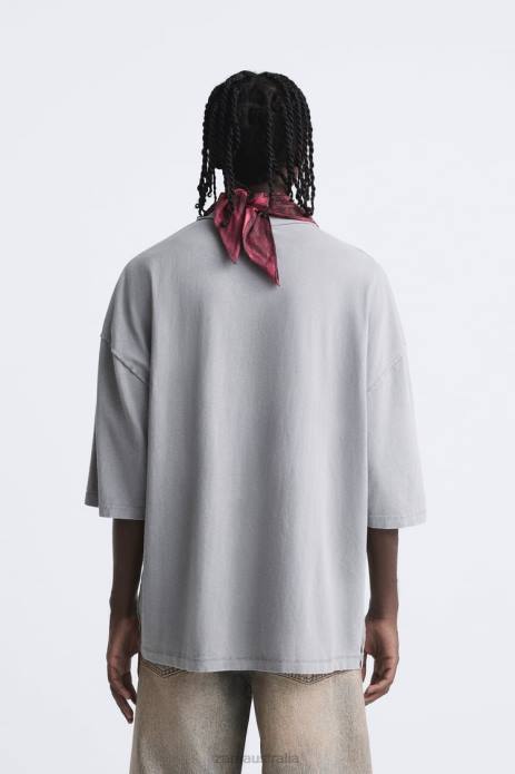 Color Washed T-Shirt 822X1203 Zara Clothing Men Gray