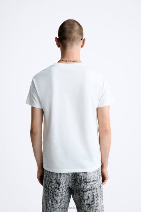 Contrasting Printed Super Slim T-Shirt 822X1204 Zara Clothing Men White