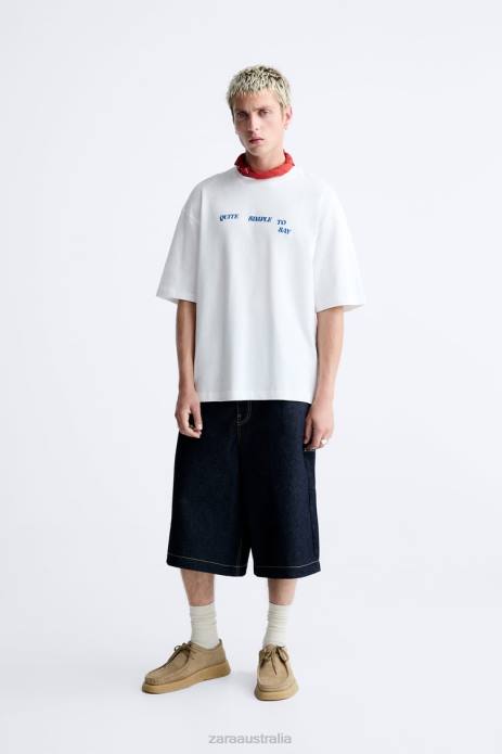Mixed Text T-Shirt 822X1215 Zara Clothing Men White