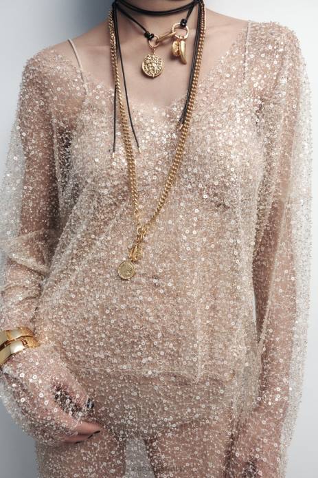Pack Of Coin Necklaces 822X765 Zara Accessories Women Golden