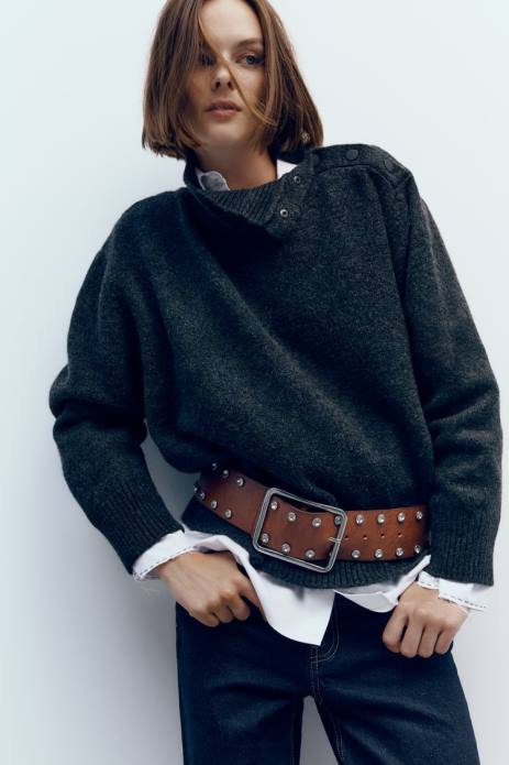 Jewel Leather Belt 822X756 Zara Accessories Women Brown