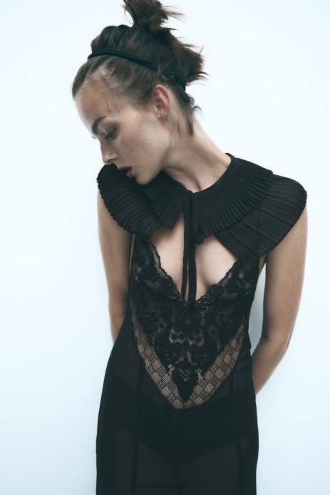 Pleated Double Collar 822X758 Zara Accessories Women Black