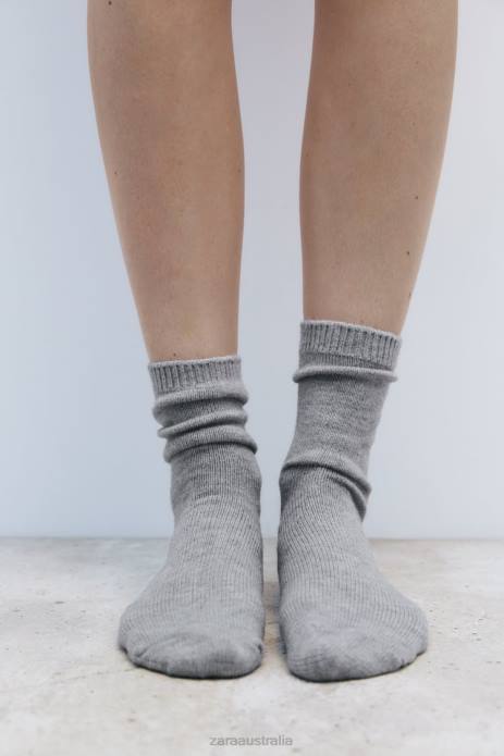 Plain Low Cut Socks 822X760 Zara Accessories Women Gray Marl