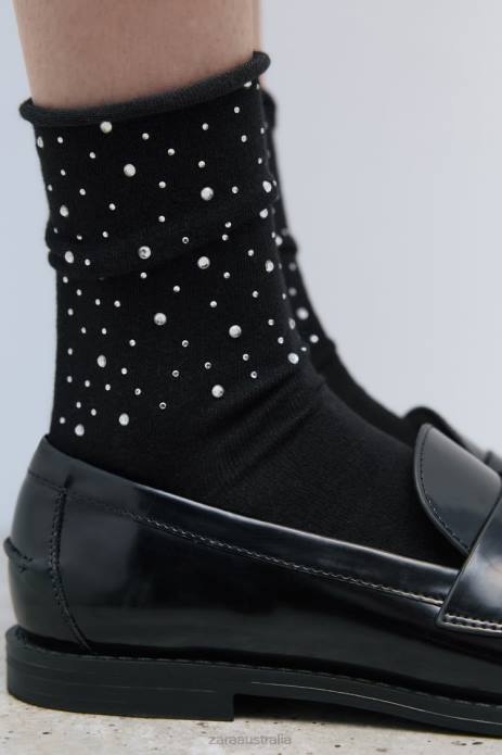 Rhinestone Short Socks 822X761 Zara Accessories Women Silver