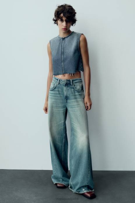 Low-Rise Super Wide Leg Trf Jeans 822X503 Zara Clothing Women Blue
