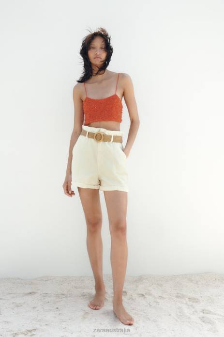 Belted Baggy Z1975 Denim Shorts 822X595 Zara Clothing Women Ecru