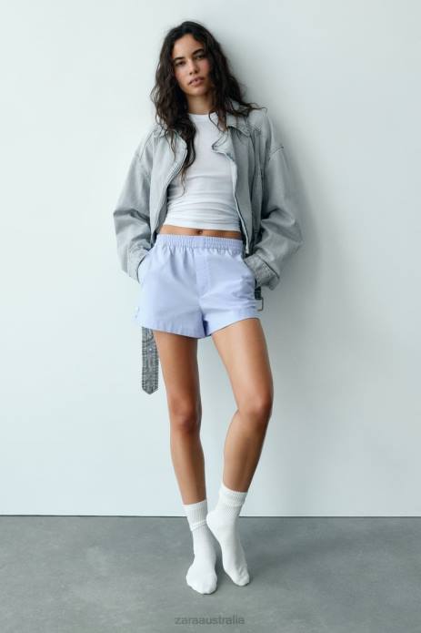 Buttoned Poplin Shorts 822X580 Zara Clothing Women Sky Blue